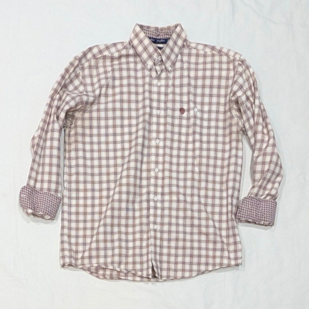 Wrangler George Strait Collection Mens Plaid Flip Cuff Shirt Burgundy Large